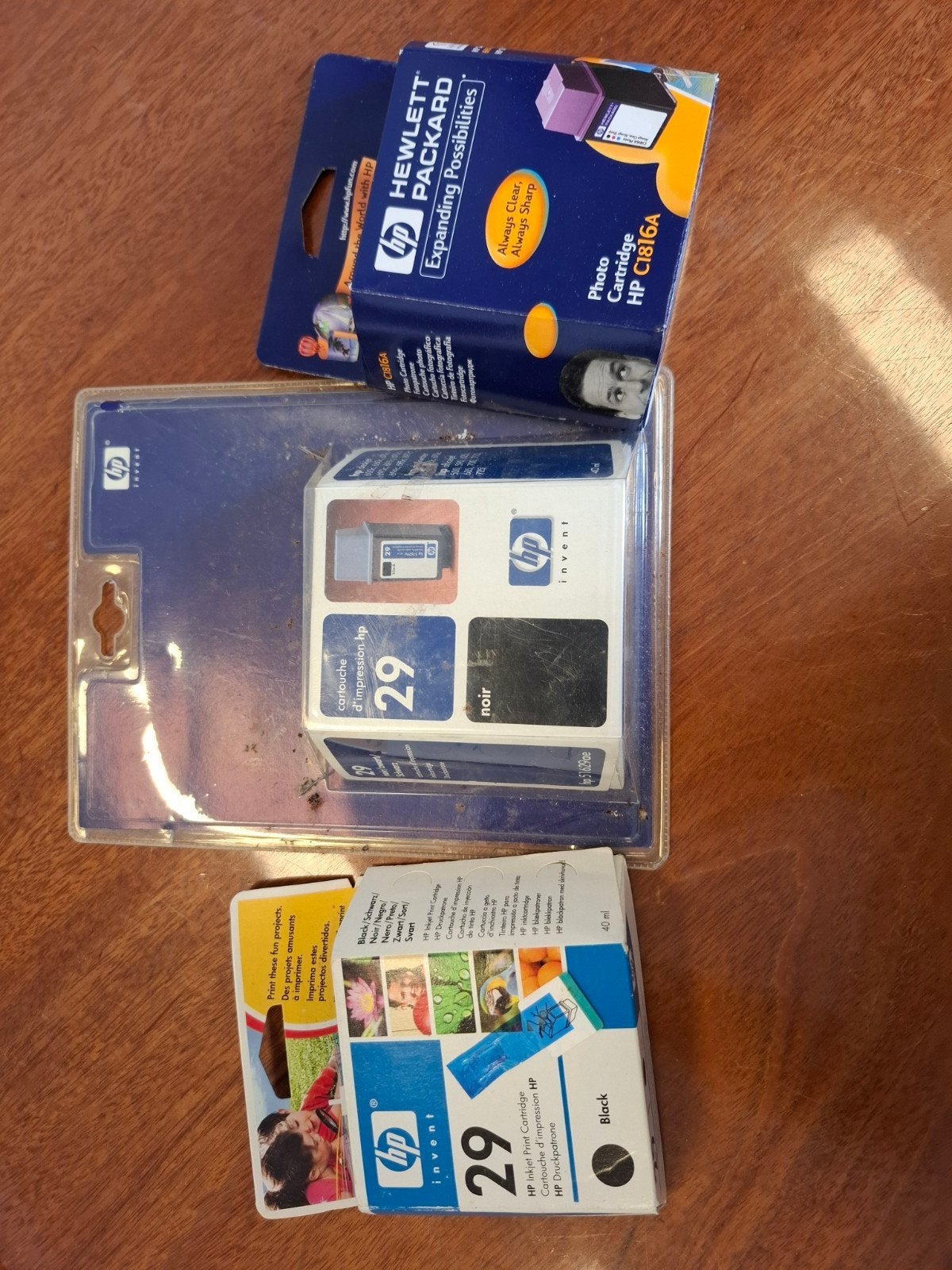 HP Inktcartridges: 2x Zwart (nr. 29) en 1x Foto (C1816A), Ophalen of Verzenden, Nieuw, Cartridge, HP
