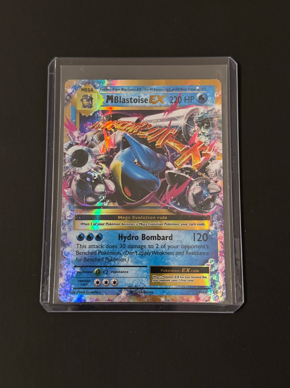 Mega Blastoise 22/108 EX Pokémon Kaart – XY Evolutions, Ophalen of Verzenden, Zo goed als nieuw, Losse kaart, Foil