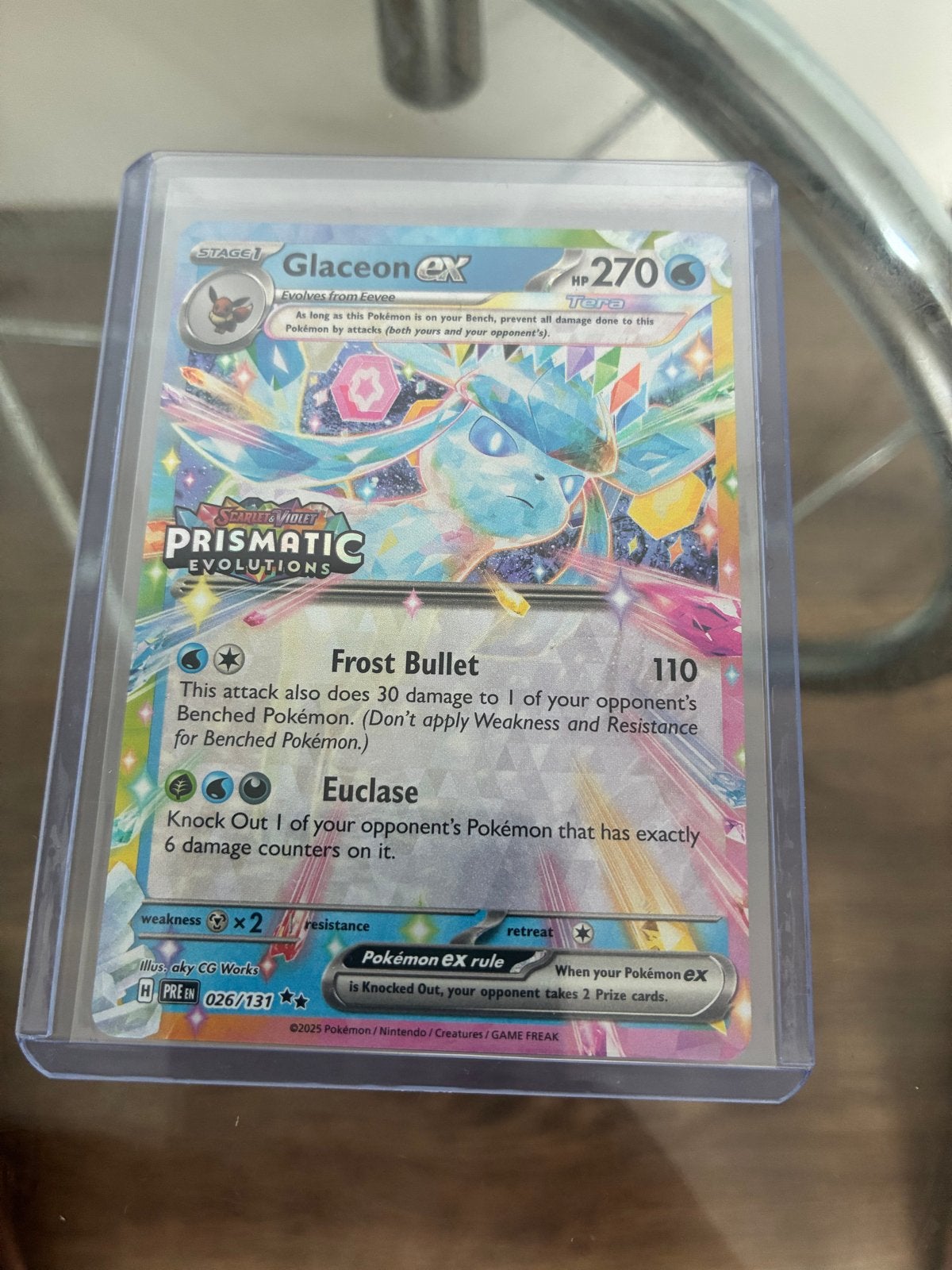 Glaceon ex 026/131 Prismatic Evolutions Pokemon kaart, Ophalen, Zo goed als nieuw, Losse kaart, Foil
