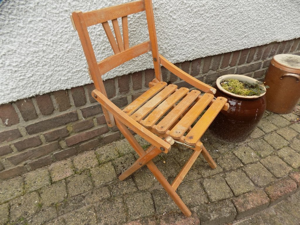 Plantenkrukje poppenstoel oud vintage hout, Ophalen of Verzenden, Gebruikt, Hout
