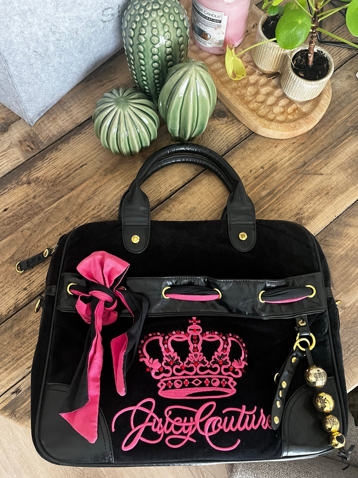 Juicy Couture Laptoptas Zwart met Roze Details, Sieraden, Tassen en Uiterlijk, Tassen | Damestassen, Ophalen of Verzenden, Gebruikt