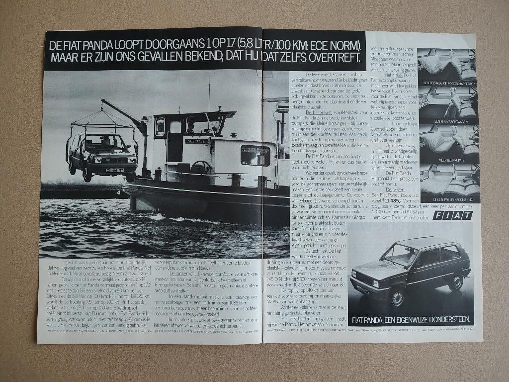 Reclame (uit oud tijdschrift) Fiat Panda (1980), Verzamelen, Automerken, Motoren en Formule 1, Gebruikt, Auto's, Verzenden