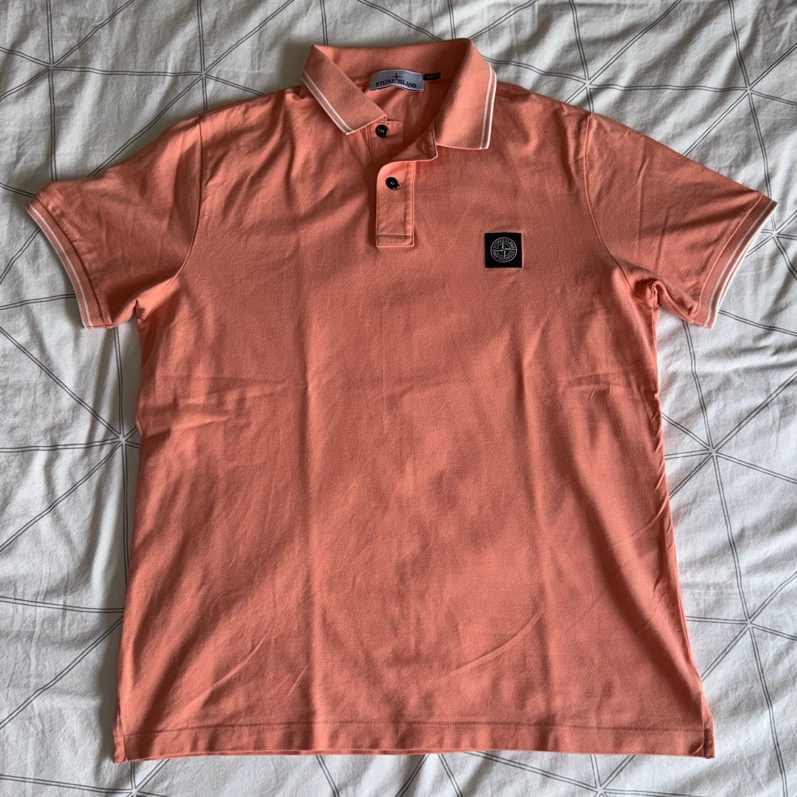 Stone Island polo shirt - XL - Oranje / zalm, Ophalen of Verzenden, Zo goed als nieuw, Maat 56/58 (XL), Oranje