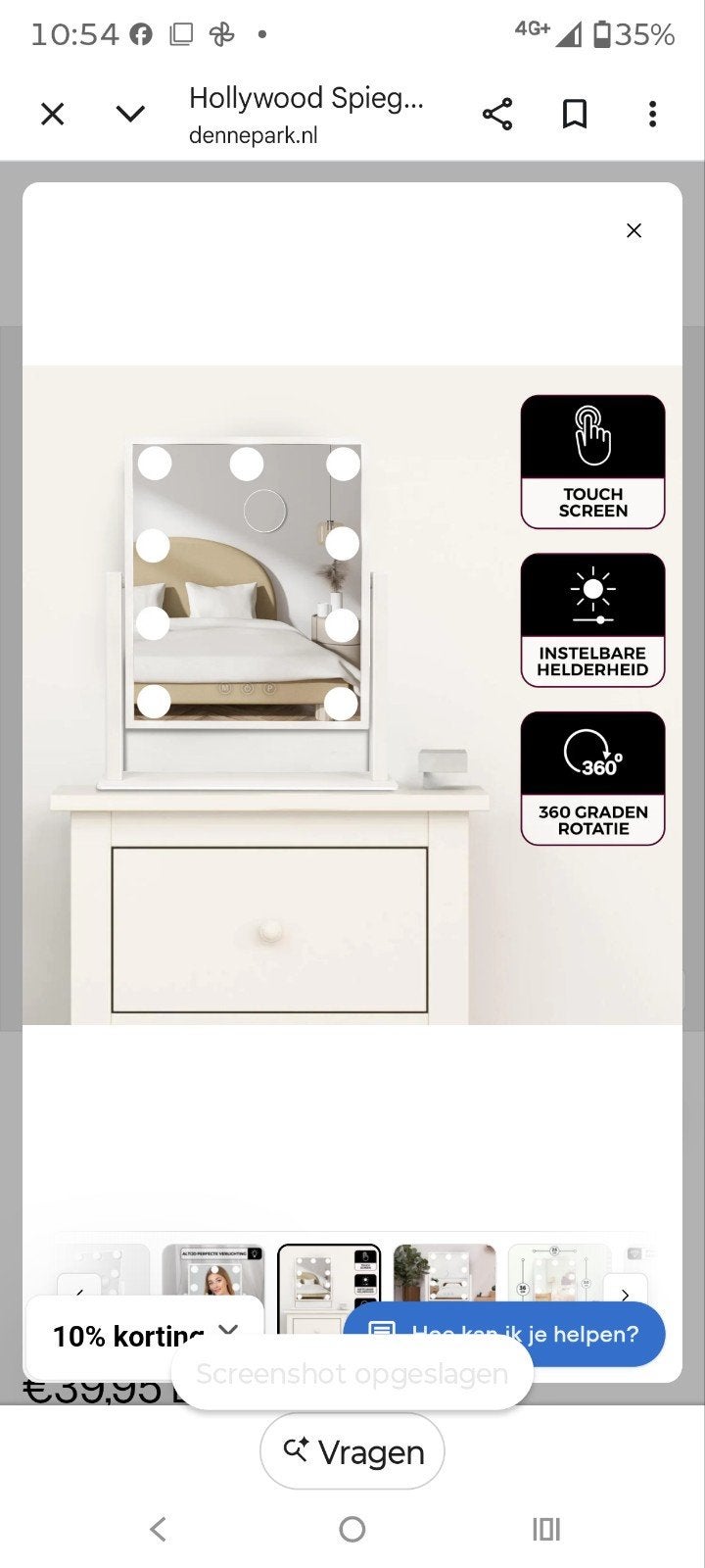 Hollywood Spiegel met Verlichting - Make-up Spiegel, Huis en Inrichting, Woonaccessoires | Spiegels, Minder dan 50 cm, Nieuw, Ophalen of Verzenden