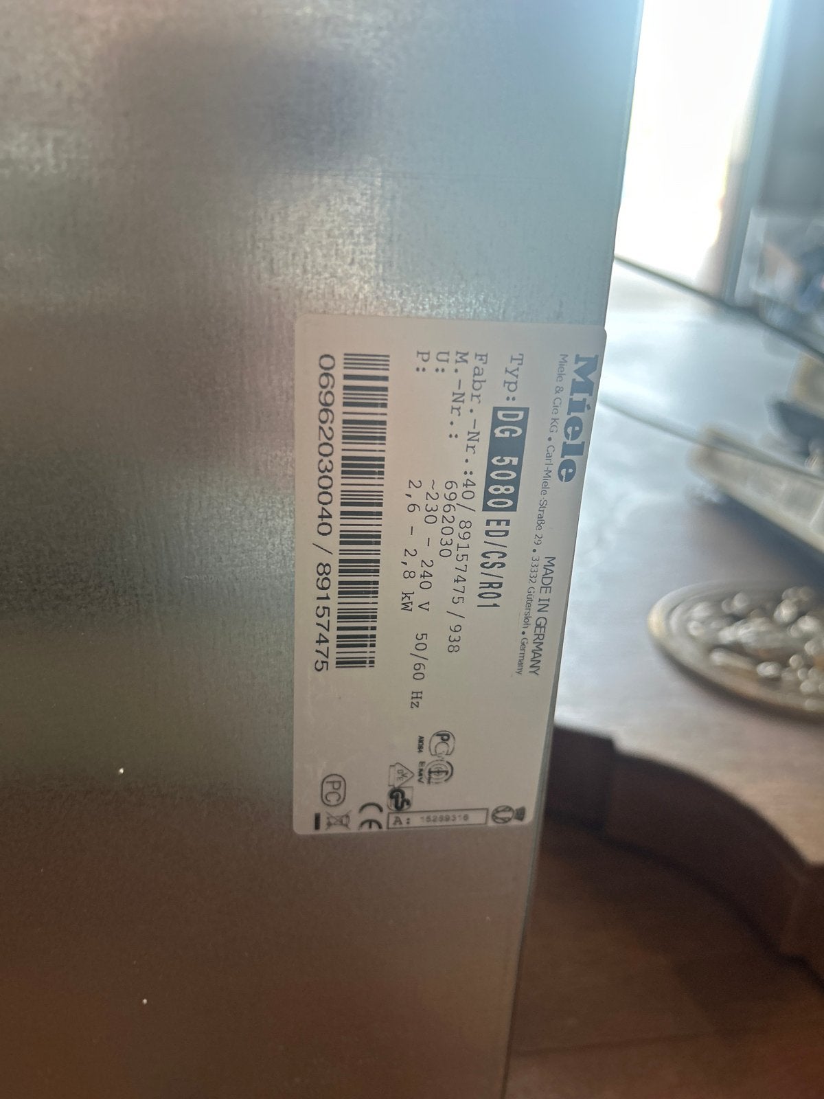 Miele Stoomoven DG 5080 ED/CS/R1 - Amper gebruikt, Witgoed en Apparatuur, Ovens, Gebruikt, Ophalen of Verzenden, Stoom, Inbouw