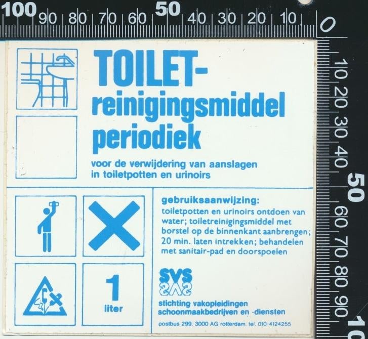 Sticker: Toilet reinigingsmiddel periodiek - SVS - Rotterdam, Ophalen of Verzenden, Zo goed als nieuw, Bedrijf of Vereniging