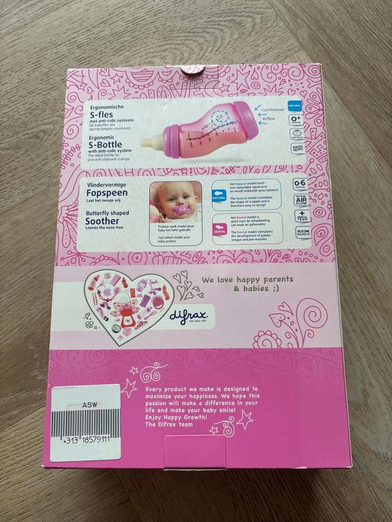 Difrax Cadeauset 'It's a Girl' - Fles, Speen & Knuffel, Ophalen of Verzenden, Nieuw, Kraamcadeau