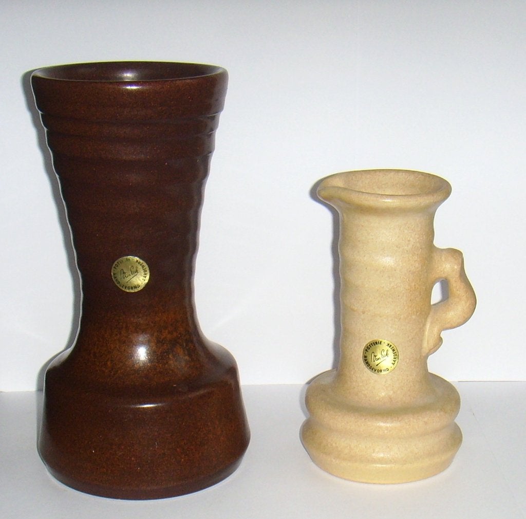 Potterie van Eck twee handgevormd keramiek art objecten., Ophalen of Verzenden