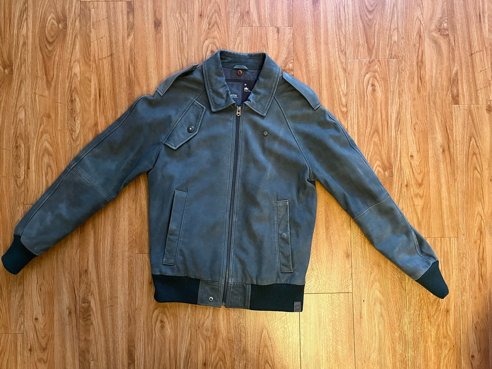 G-Star RAW suède leren bomberjack - Maat M, Kleding | Heren, Jassen | Zomer, Ophalen, Zo goed als nieuw, Maat 48/50 (M), Groen