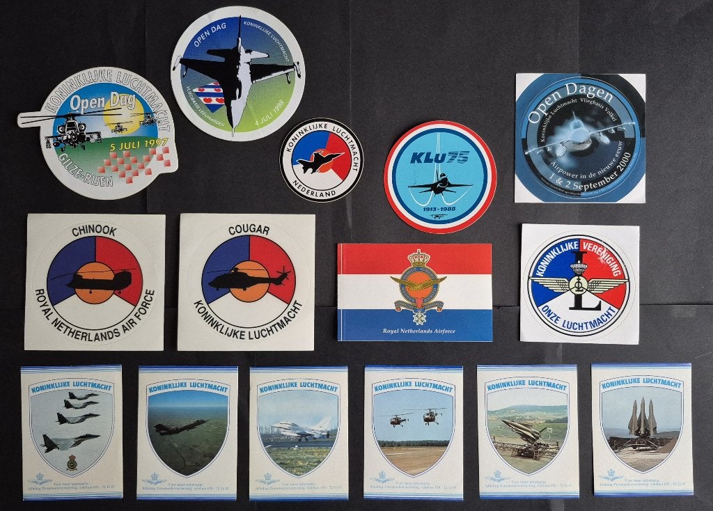 15 stickers van de Koninklijke Luchtmacht (ST26), Verzamelen, Stickers, Ophalen of Verzenden, Zo goed als nieuw, Overige typen