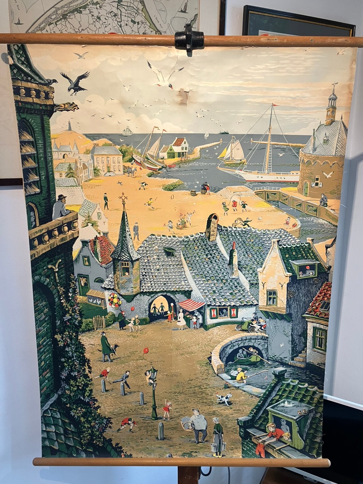 Schoolplaat Zomer, Antiek en Kunst, Ophalen of Verzenden, Stad- en Dorpsgezichten