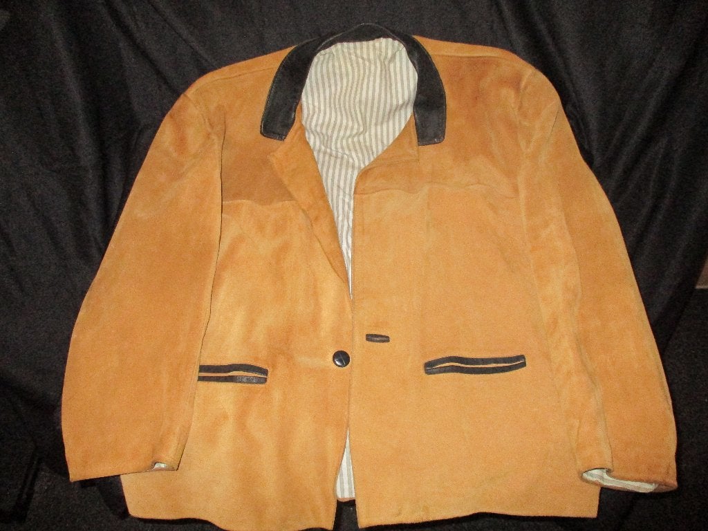 SUEDE BRUIN LEREN COLBERT JAS MAAT XL, Ophalen of Verzenden, Gedragen, Maat 56/58 (XL), Bruin
