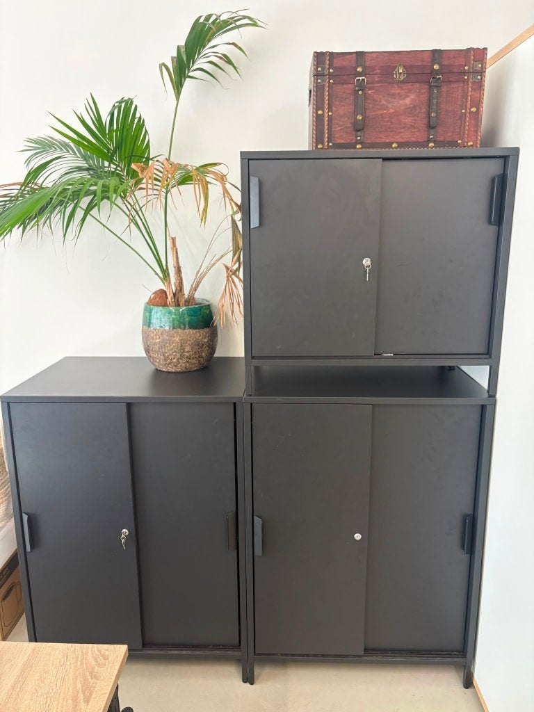 Set van 4 IKEA TROTTEN kantoorkasten antraciet, Ophalen, Zo goed als nieuw
