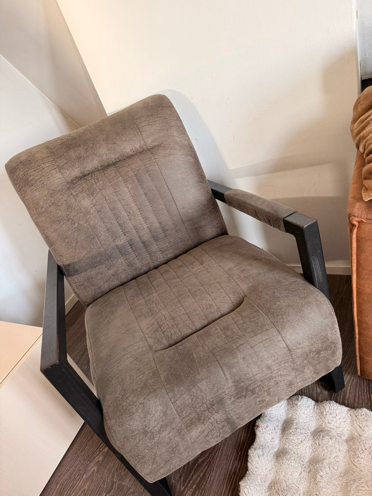 Leren stoel, industriële fauteuil, Huis en Inrichting, Ophalen, Gebruikt, Bruin, Leer