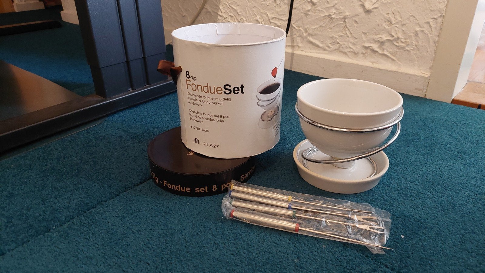 8-delige Fondue Set - Chocolade of Kaasfondue, Overige typen, Ophalen of Verzenden, Zo goed als nieuw, Steen/keramiek