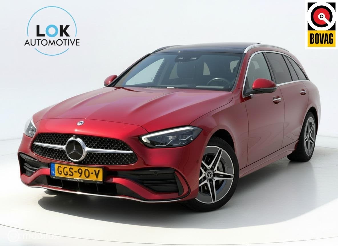 Mercedes C-klasse Estate 300 e AMG Line|PANO|360|MEMORY|LED, Auto's, Automaat, Dealer onderhouden, Achterwielaandrijving, 4 cilinders