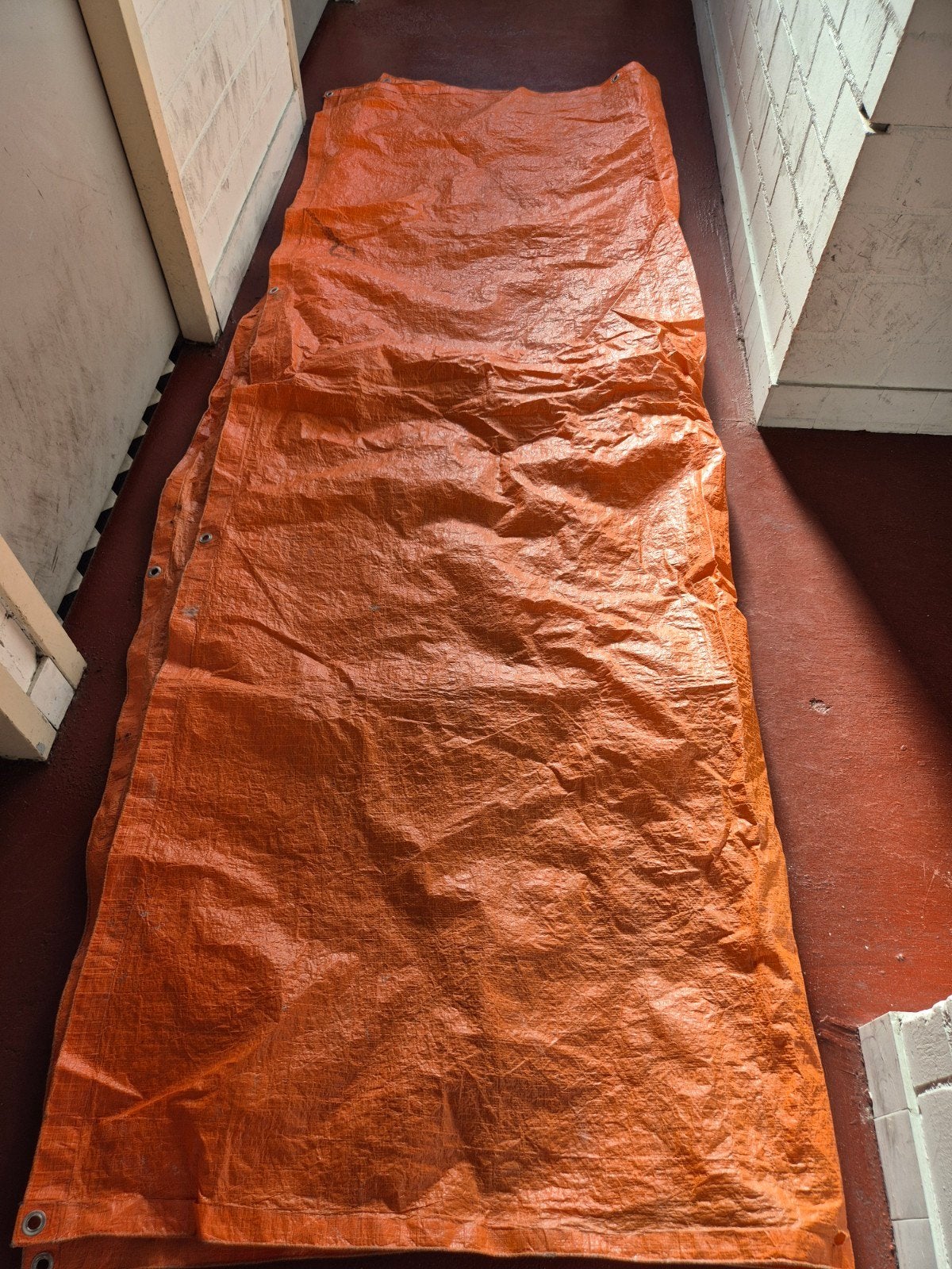 oranje dekzeil, Ophalen, Gebruikt, 5 tot 10 m², Zeil