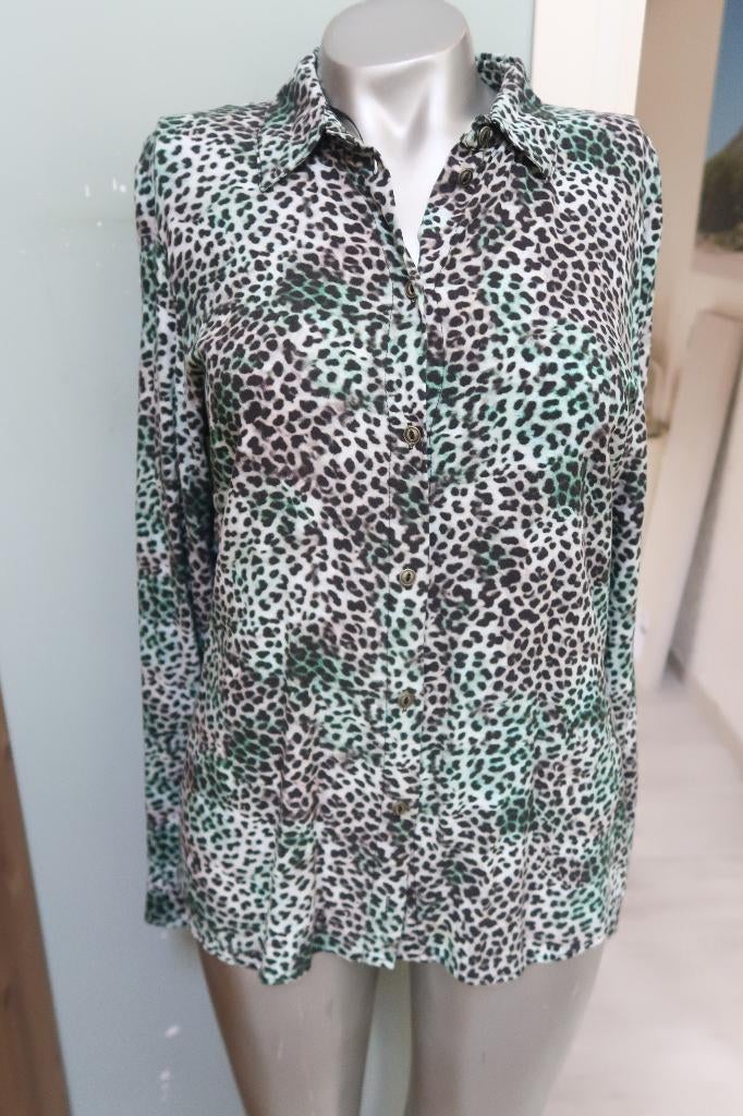 Geisha mooie blouse tijgerprint mt 38 zwart groen etc, Maat 38/40 (M), Overige kleuren, Geisha, Ophalen of Verzenden
