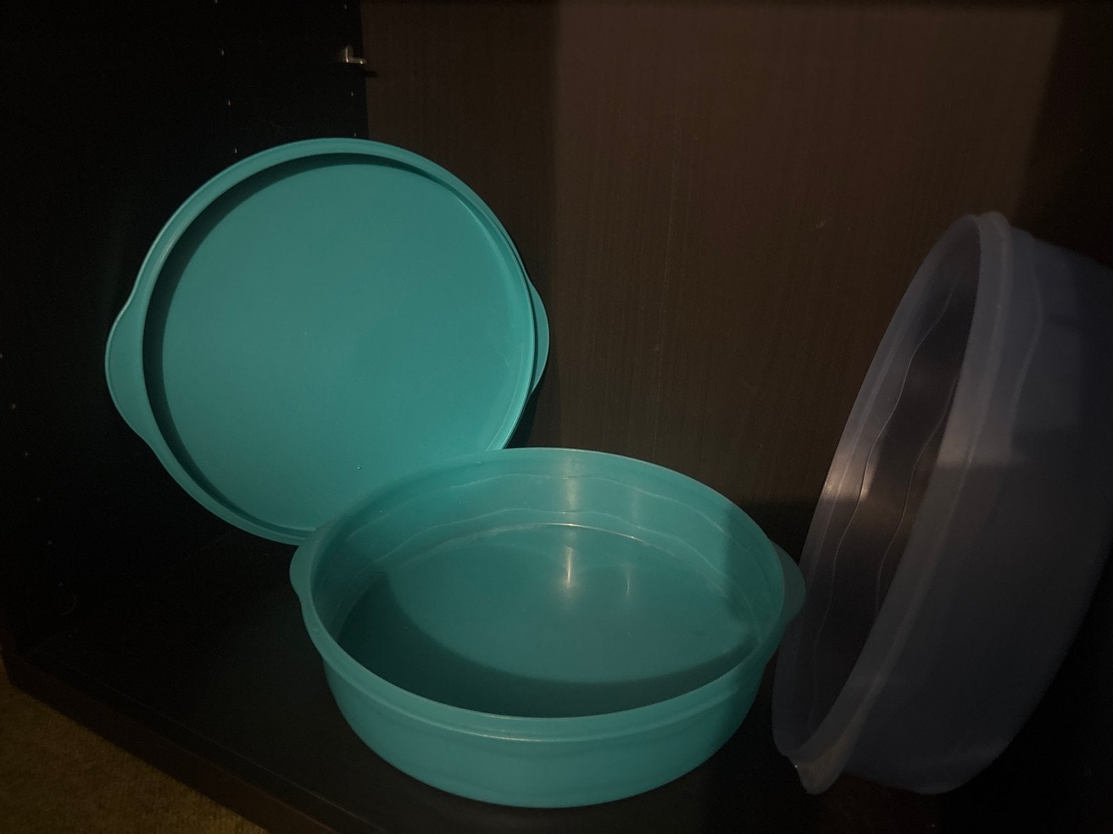 Tupperware taartdoos - Zeegroen/Blauw, Gebruikt, Bewaardoos, Blauw, Ophalen of Verzenden