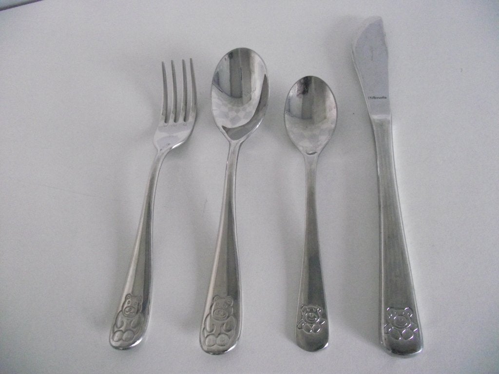 4x RVS kinderbestek Teddy Beer Villeroy & Boch / Amefa p st, Ophalen of Verzenden