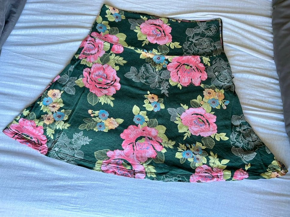 Rok King Louie bloem s groen en roze, Kleding | Dames, Meerkleurig, Ophalen of Verzenden, Zo goed als nieuw, Knielengte
