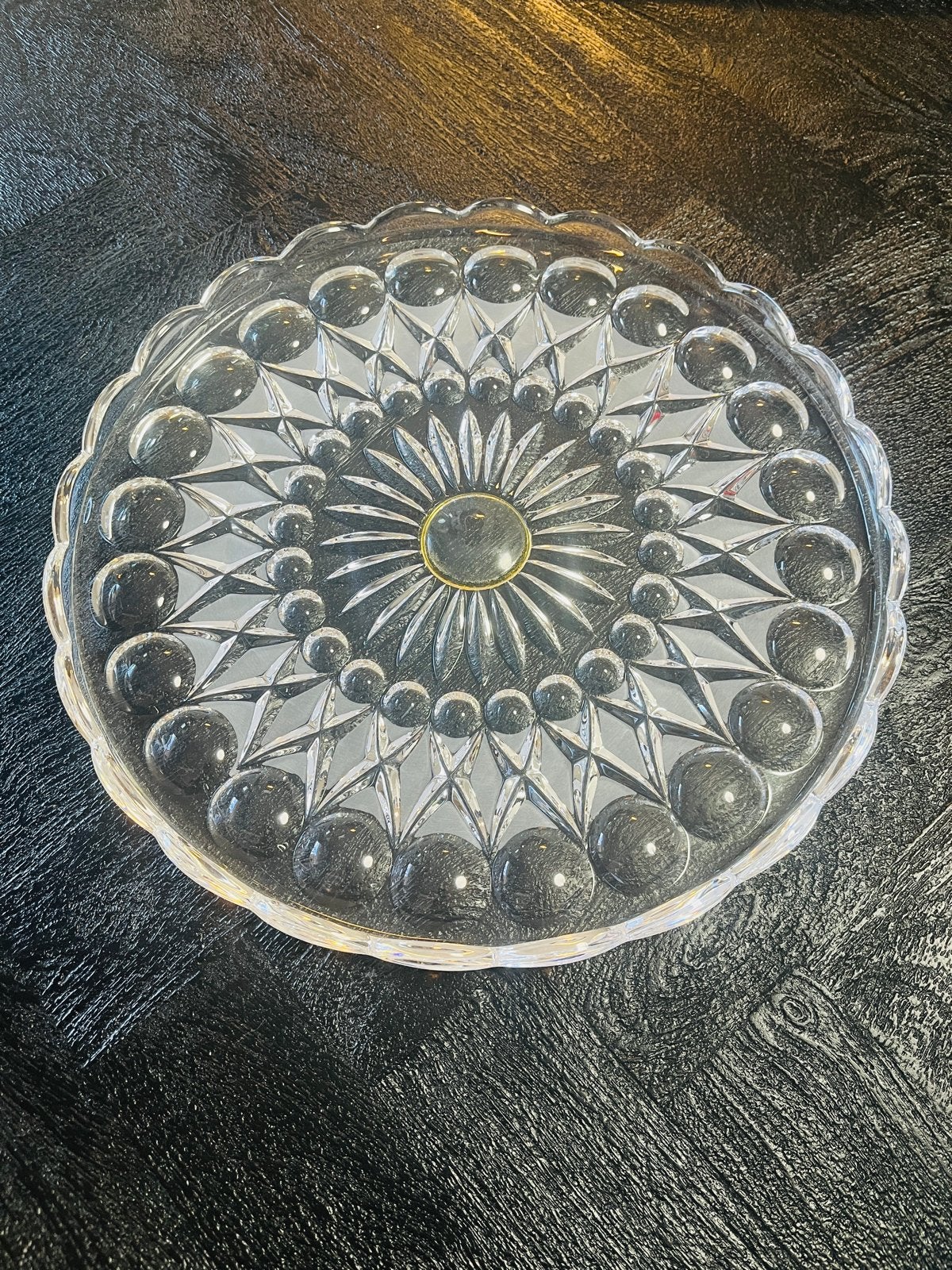 Vintage Kristallen Taartplateau Jaren '60 - Diamant & Bollen, Antiek en Kunst, Ophalen of Verzenden