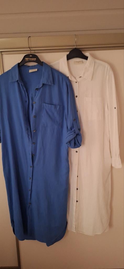 2x Freequent Linnen Jurken: Blauw (M) & Wit (S), Maat 38/40 (M), Freequent, Blauw, Ophalen of Verzenden