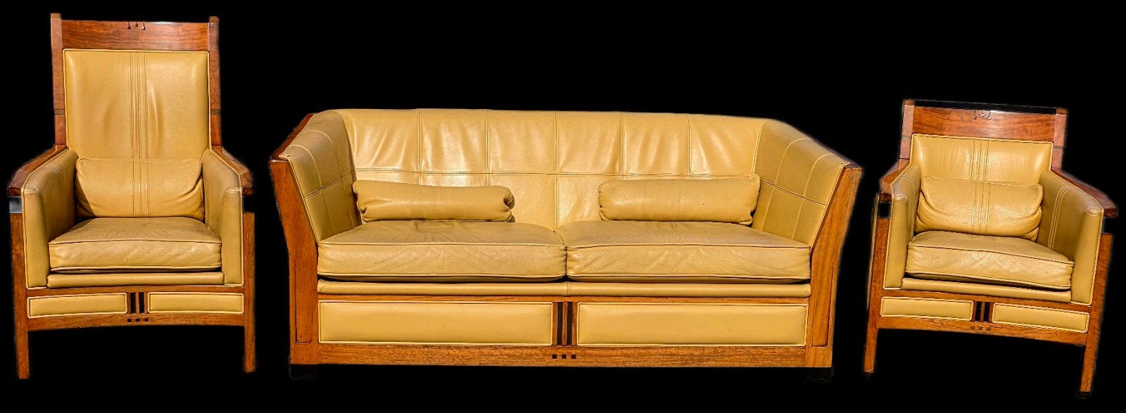 Schuitema / Decoforma fauteuils en bank in leer en hout, Ophalen of Verzenden