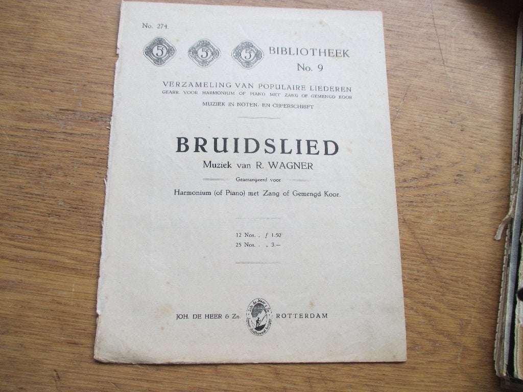 Bruidslied - Muziek van R. Wagner (Oud bladmuziek), Gebruikt, Klassiek, Ophalen of Verzenden, Thema