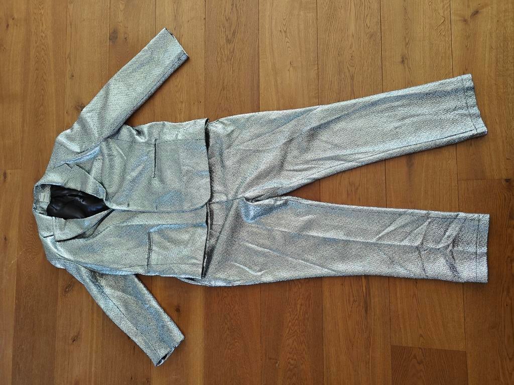 Zilveren glitters feestkostuum, Carnaval, Maat 56/58 (XL), Ophalen of Verzenden, Zo goed als nieuw
