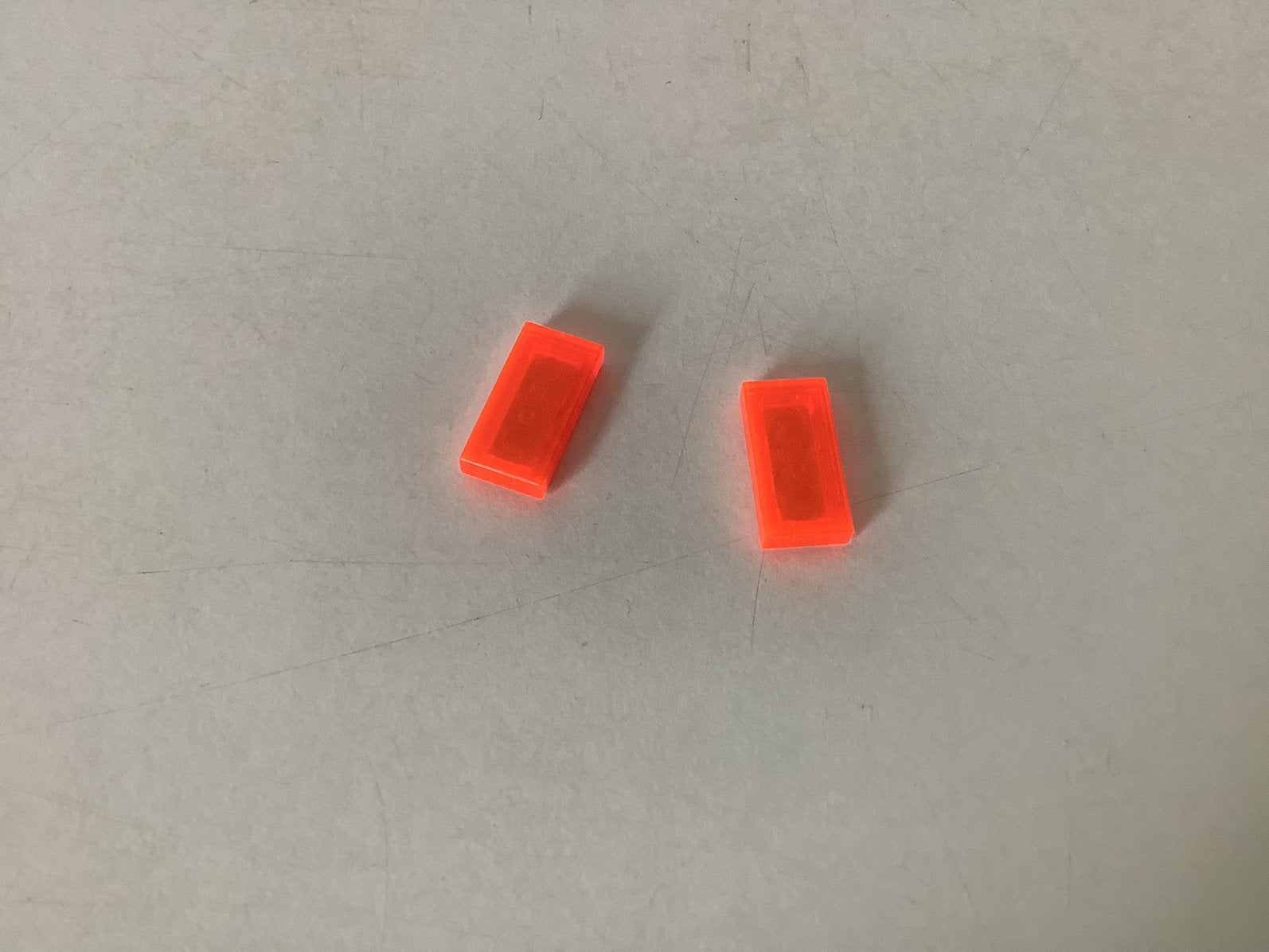 Lego tegel 1x2 transparant neon oranje, Ophalen of Verzenden, Gebruikt, Losse stenen, Lego