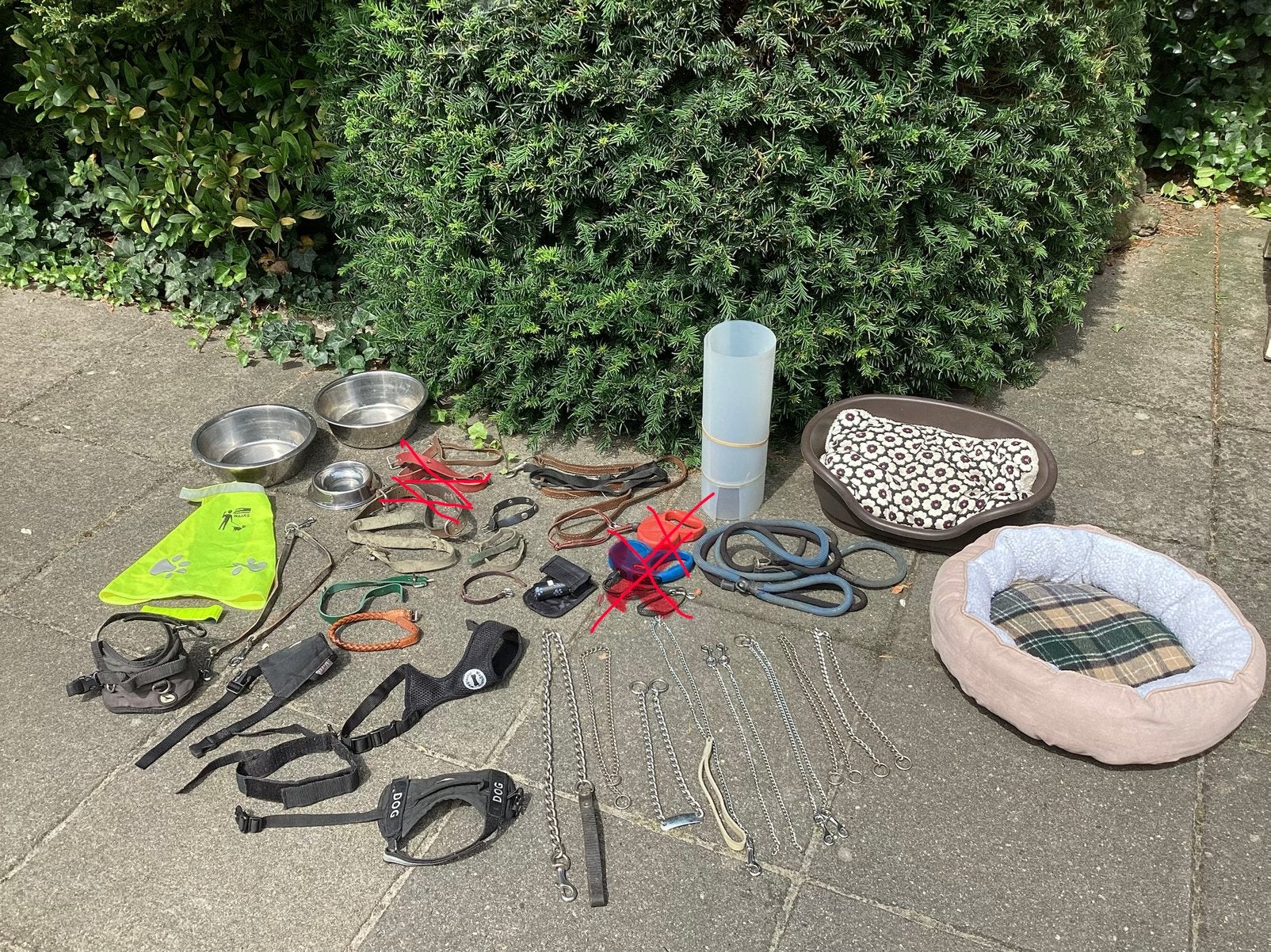 Riempjes/kettingen/kraag/tuigjes/manden: voor hond of kat, Ophalen of Verzenden, Gebruikt