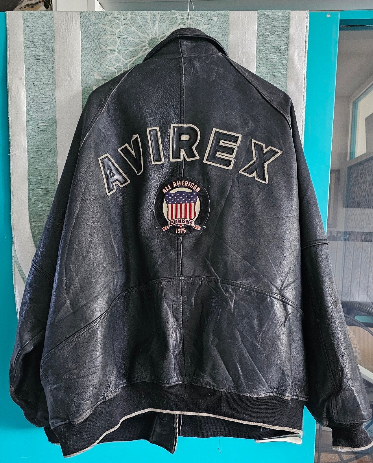 Vintage Avirex Leren Bomberjack - 5xl a 6xl Varsity, Avirex, Zwart, Overige maten, Ophalen of Verzenden