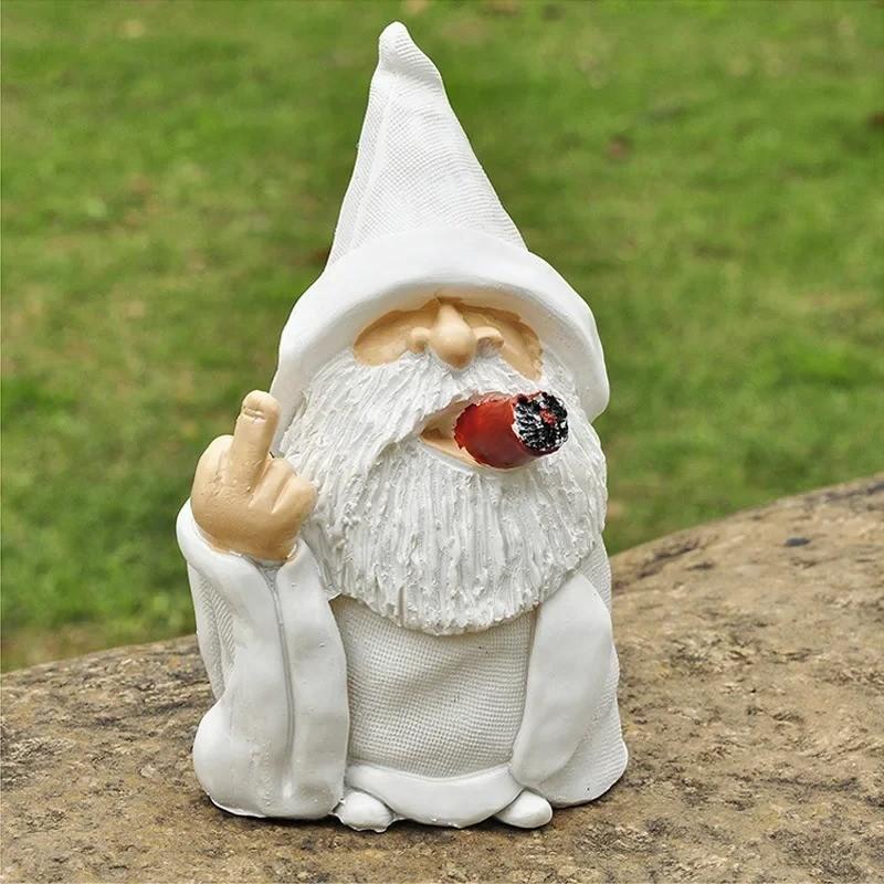 Prachtig tuinbeeld Rokende Tovenaar Kabouter (15cm)