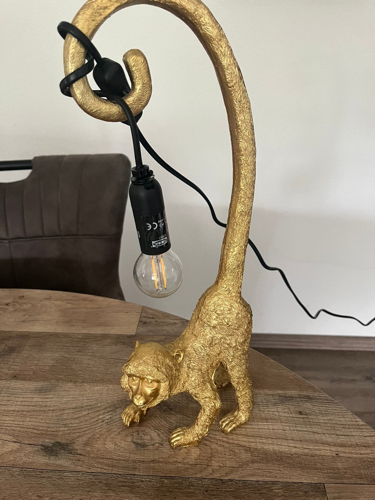 Gouden Aap Lamp - Unieke Tafellamp, Ophalen of Verzenden, Zo goed als nieuw, Overige materialen, Minder dan 50 cm