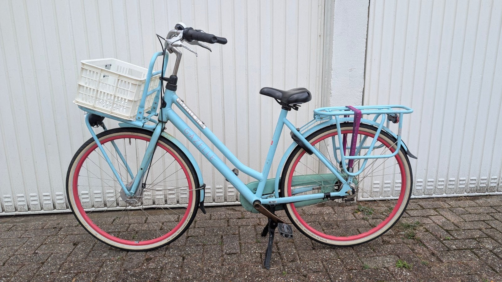 Gazelle HeavyDuty NL transportfiets - Lichtblauw, Roze velg, Versnellingen, Ophalen of Verzenden, Gazelle, Trommelrem
