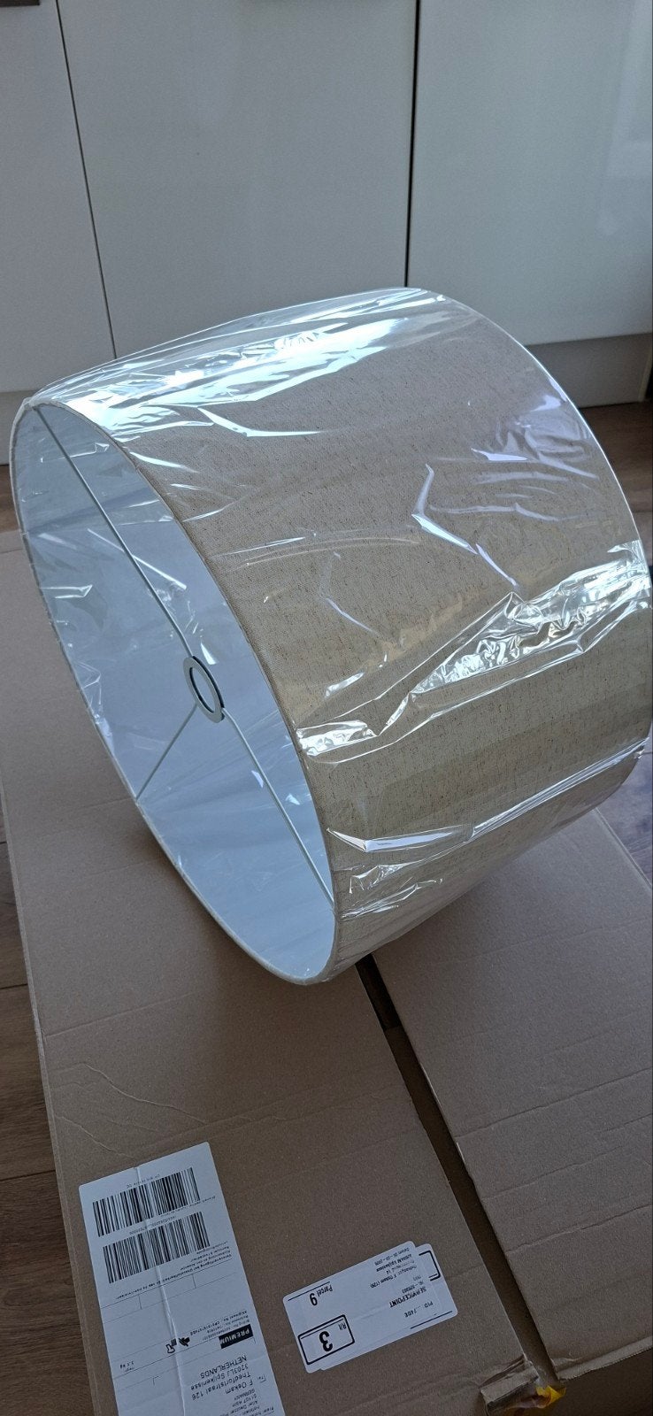 Nieuwe ronde lampenkappen, beige textiel, 50cm diameter