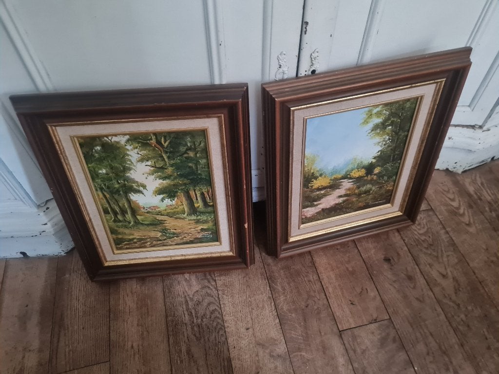 2 olieverf schilderijtjes van Octaaf Ceuremans p/st 34.95, Antiek en Kunst, Doek, Ophalen of Verzenden, Landschap, Olieverf