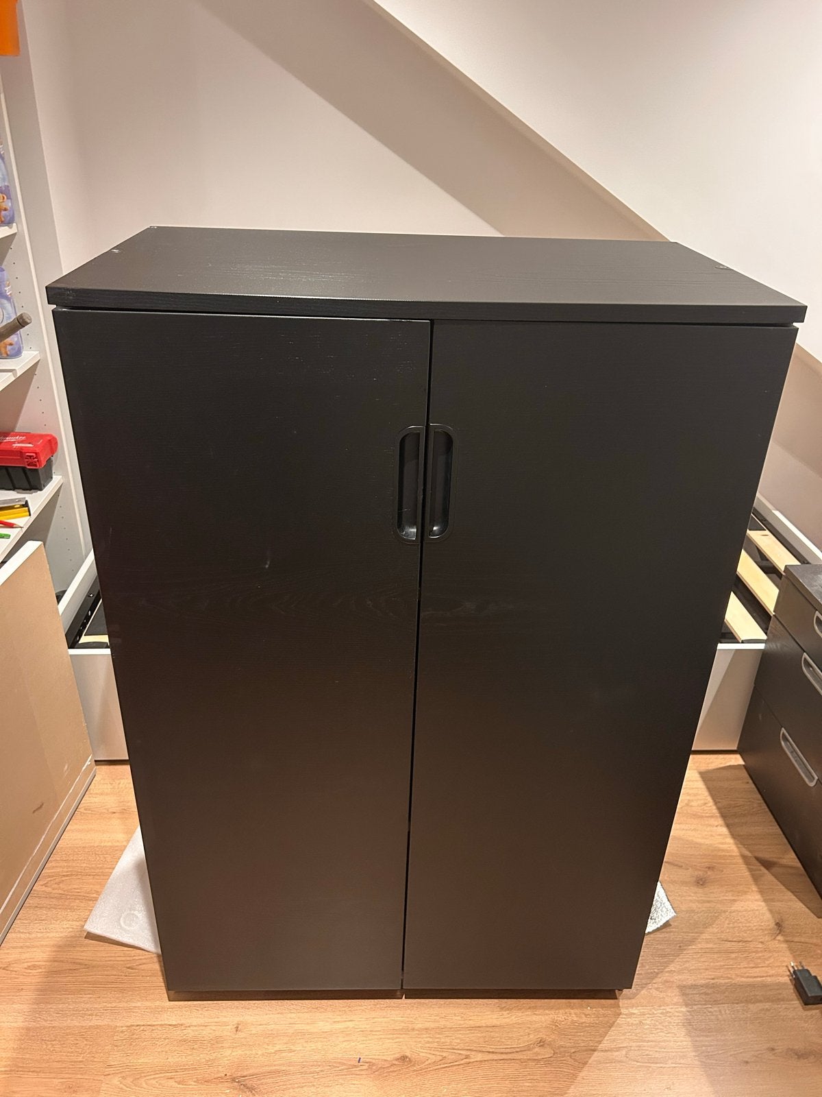 GALANT Kast met deuren, zwart gebeitst essenfineer, 80x120 c, Ophalen, Gebruikt