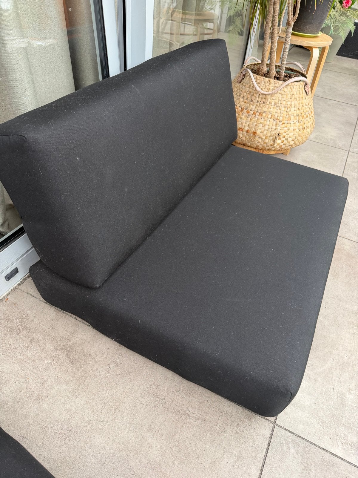 Zwarte tuinkussens voor bank of lounge set, Tuin en Terras, Ophalen, Gebruikt, Textileen