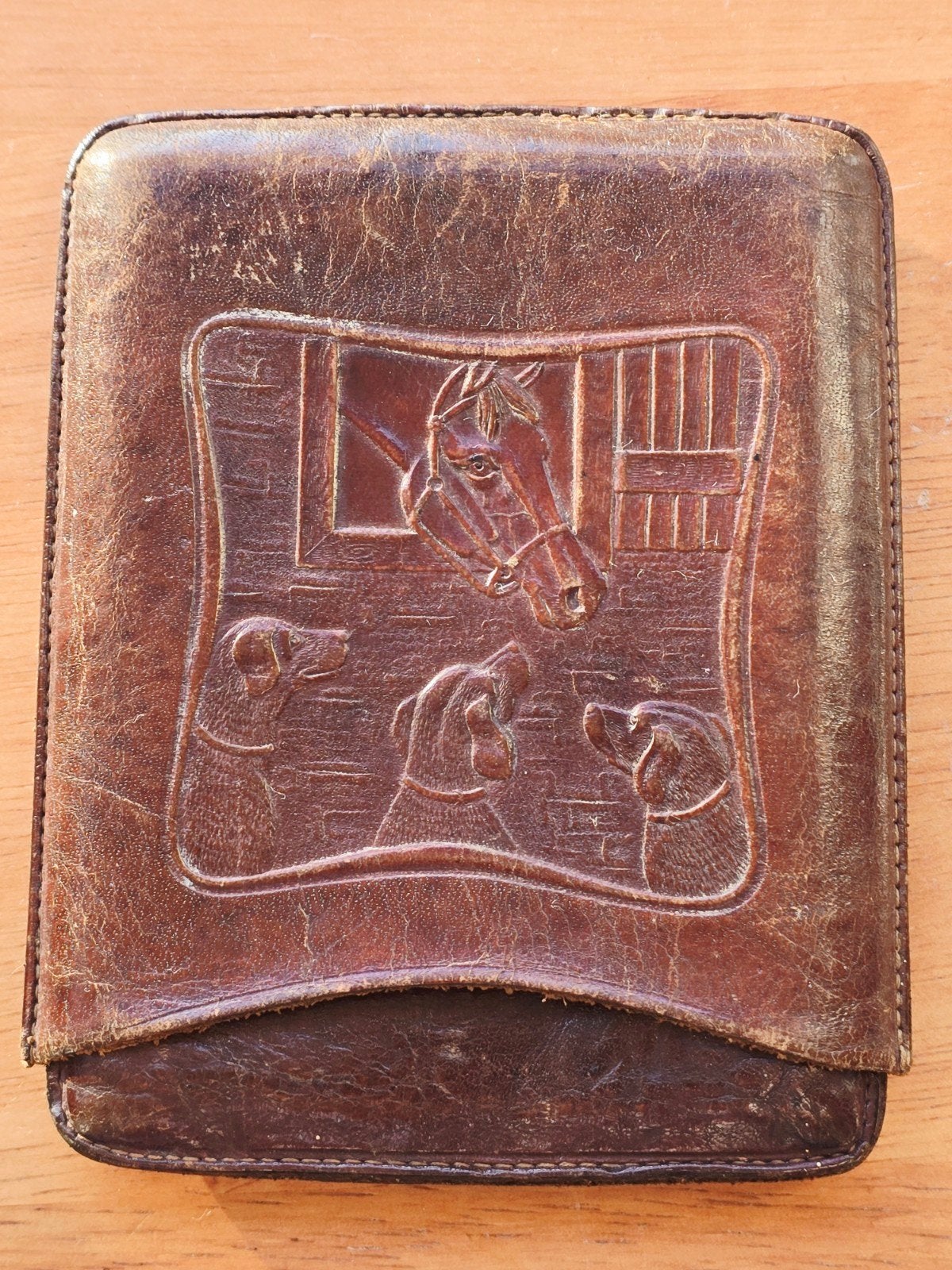 Vintage Leren Etui met Dierenreliëf, Ophalen of Verzenden