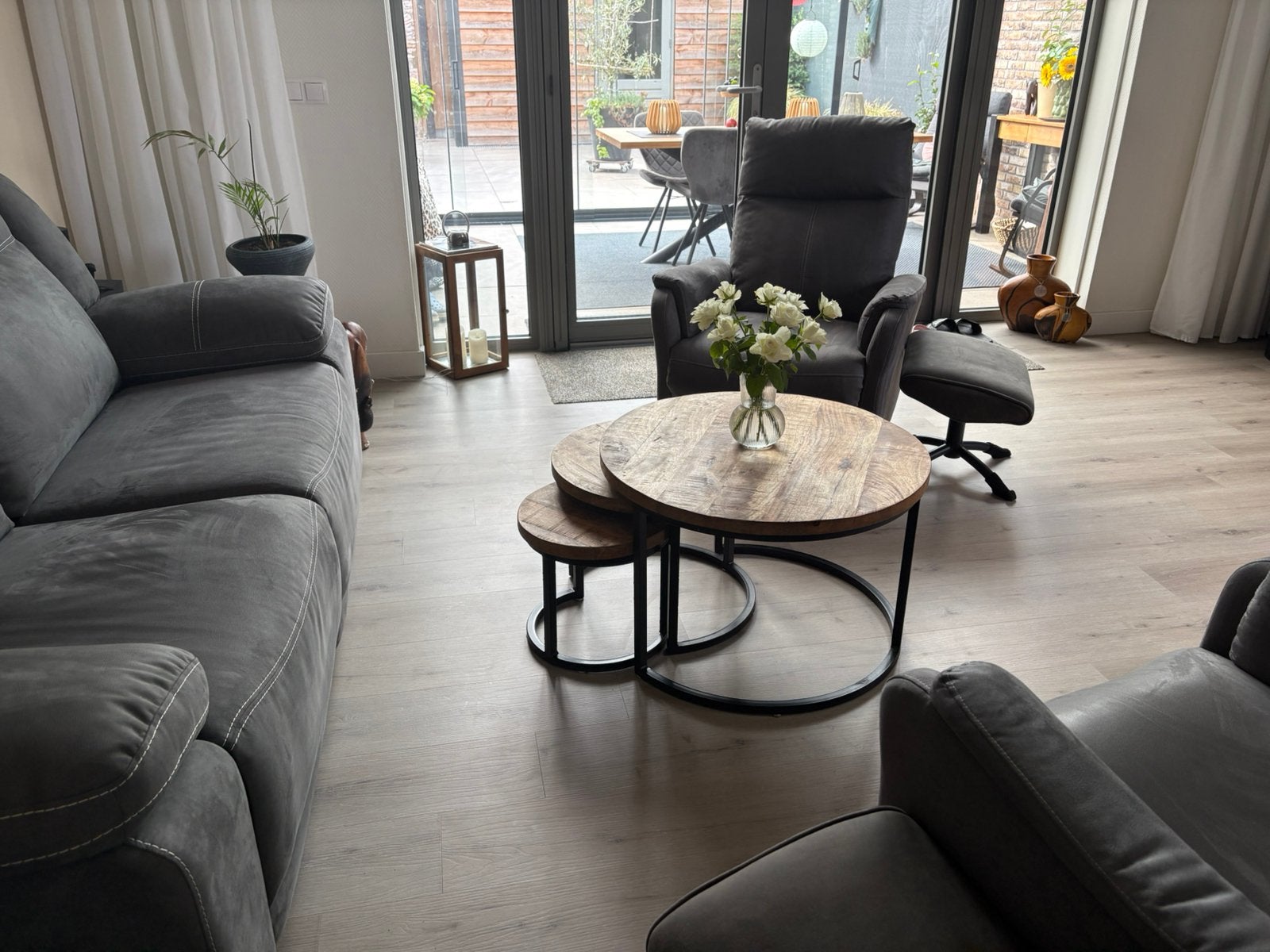 Bankstel antraciet elektrisch, Ophalen of Verzenden, Zo goed als nieuw, Stof, Modern en relax .