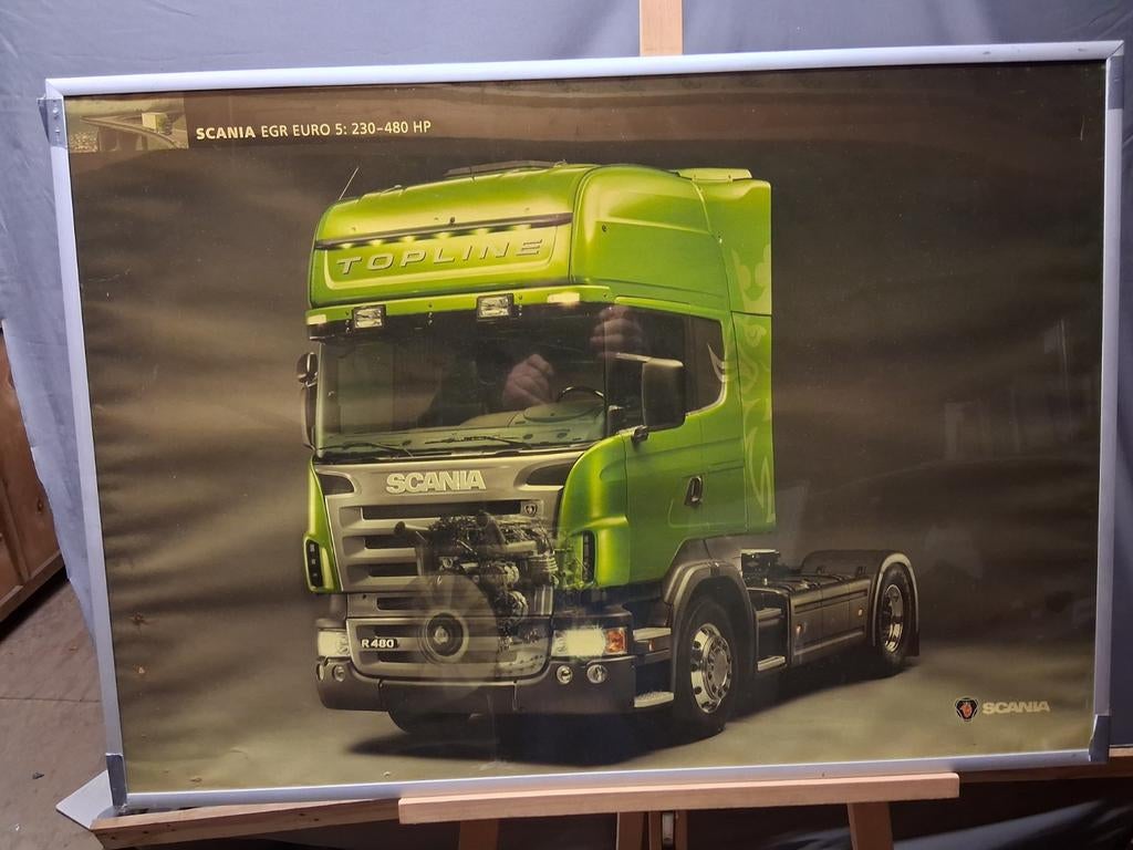 Scania R480 4x2 topline vrachtwagen poster in alumin. lijst, Ophalen of Verzenden, A1 t/m A3