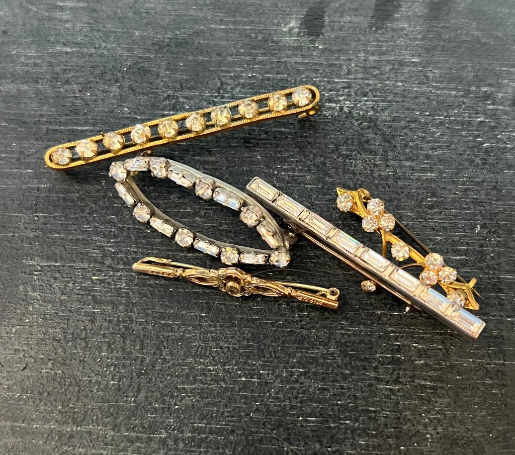 Vintage antieke strass broches Costume jewelry sieraden lot, Ophalen of Verzenden, Overige materialen, Broche