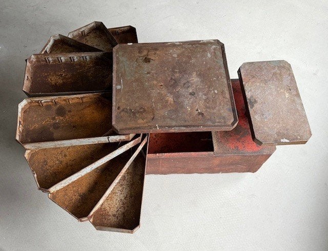 Industrieel ijzer patina kastje ladekast kar Plateauwagen, Ophalen, Gebruikt, 5 laden of meer, 50 tot 100 cm