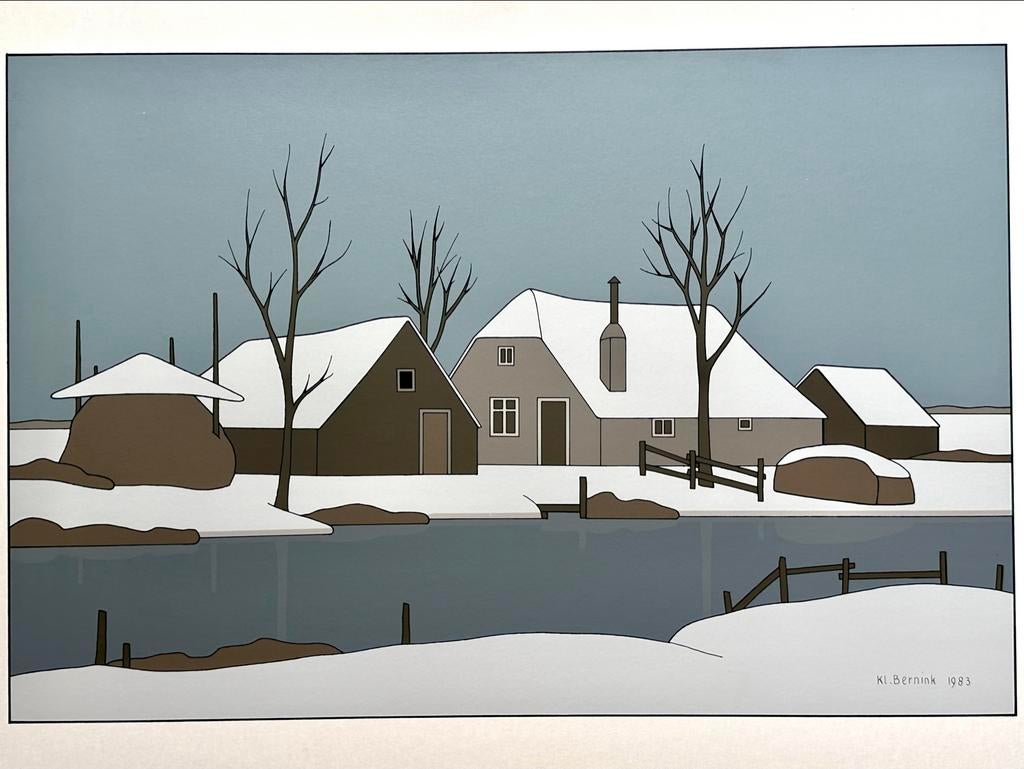 Klaas Bernink - Besneeuwd landschap met boerderij (1983), Ophalen