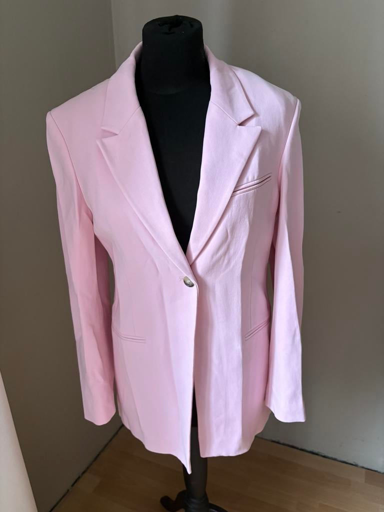 Zara mooie lange roze blazer mt XS/S ZGAN, Ophalen of Verzenden, Zo goed als nieuw, Jasje, Roze