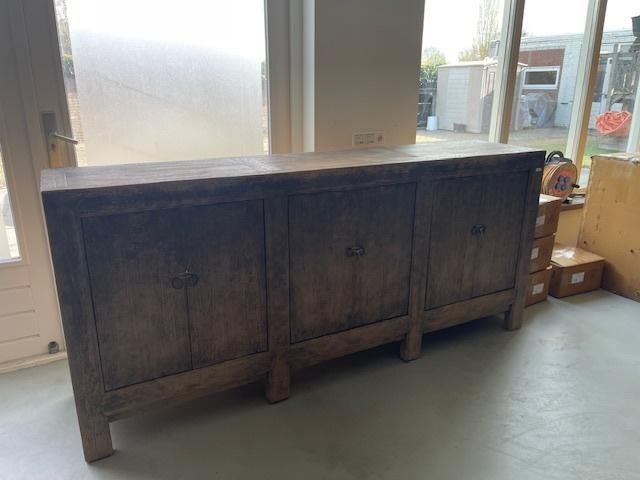 Dressoir 229 cm antiek Elm houten exclusief Uniek item, Dressoir 229 cm groot  antiek Elm houten exclusief Uniek item, 100 tot 150 cm