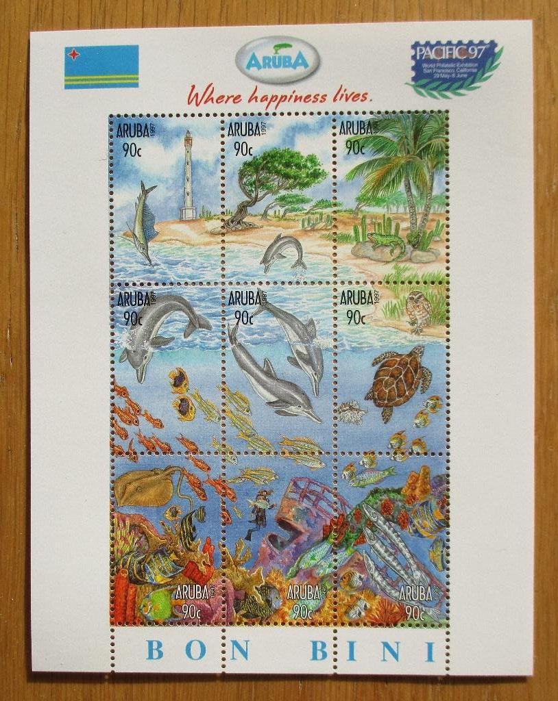 Aruba, blokje Zeeflora en fauna, 1997, Verzenden, Postfris, Dier of Natuur
