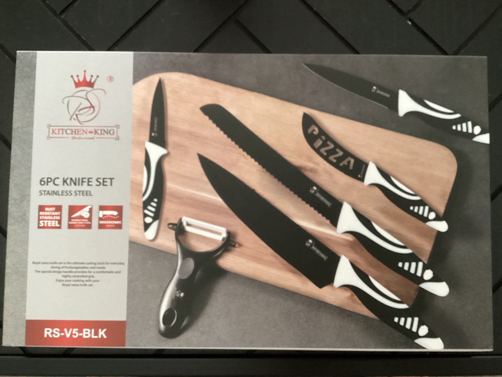 Royal Swiss 6-delige messenset - RVS - Zwart/Wit, Overige typen, ., Nieuw, Ophalen of Verzenden